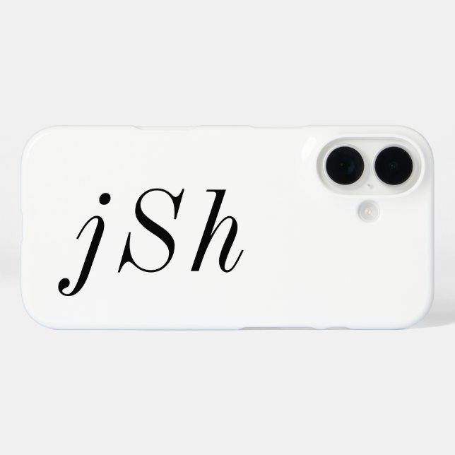 Moderne Schwarz-Weiß-Monogramm-Name Case-Mate iPhone Hülle (Rückseite (Horizontal))