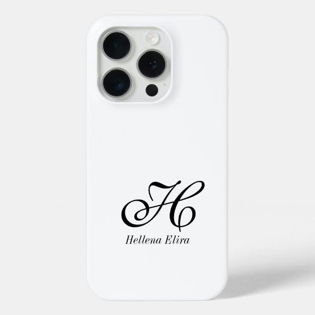 Moderne Schwarz-Weiß-Monogramm-Name Case-Mate iPhone Hülle (Rückseite)