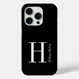 Moderne Schwarz-Weiß-Monogramm-Name Case-Mate iPhone Hülle