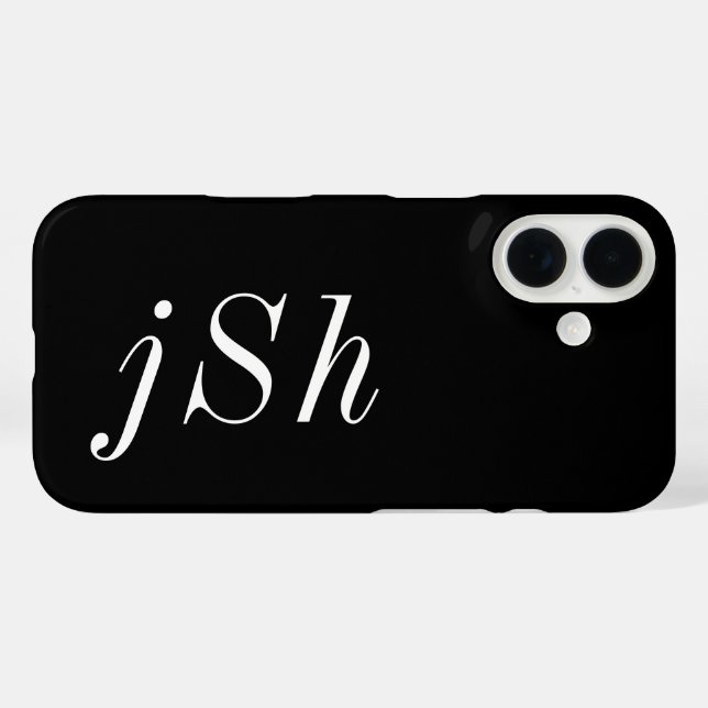 Moderne Schwarz-Weiß-Monogramm-Name Case-Mate iPhone Hülle (Rückseite (Horizontal))