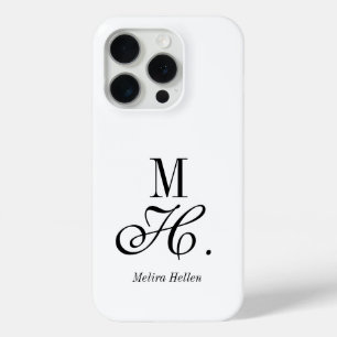 Moderne Schwarz-Weiß-Monogramm-Name Case-Mate iPhone Hülle