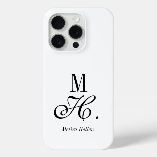 Moderne Schwarz-Weiß-Monogramm-Name Case-Mate iPhone Hülle (Rückseite)