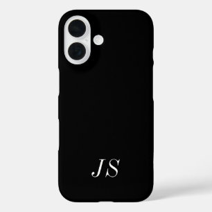 Moderne Schwarz-Weiß-Monogramm-Name iPhone 16 Hülle