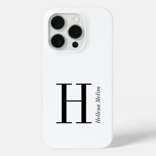 Moderne Schwarz-Weiß-Monogramm-Name Case-Mate iPhone Hülle (Rückseite)