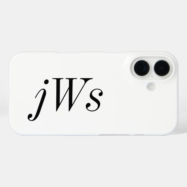Moderne Schwarz-Weiß-Monogramm-Name Case-Mate iPhone Hülle (Rückseite (Horizontal))