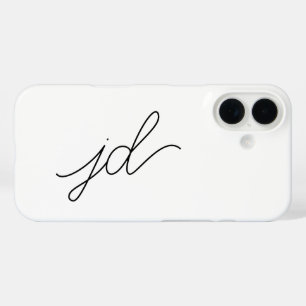 Moderne Schwarz-Weiß-Monogramm-Name iPhone 16 Hülle