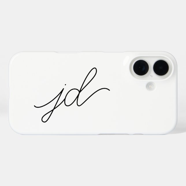 Moderne Schwarz-Weiß-Monogramm-Name Case-Mate iPhone Hülle (Rückseite (Horizontal))
