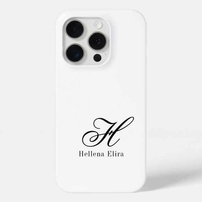 Moderne Schwarz-Weiß-Monogramm-Name Case-Mate iPhone Hülle (Rückseite)