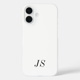 Moderne Schwarz-Weiß-Monogramm-Name iPhone 16 Hülle