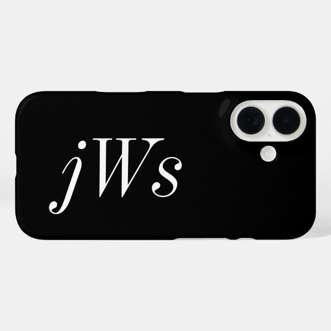 Moderne Schwarz-Weiß-Monogramm-Name Case-Mate iPhone Hülle (Rückseite (Horizontal))