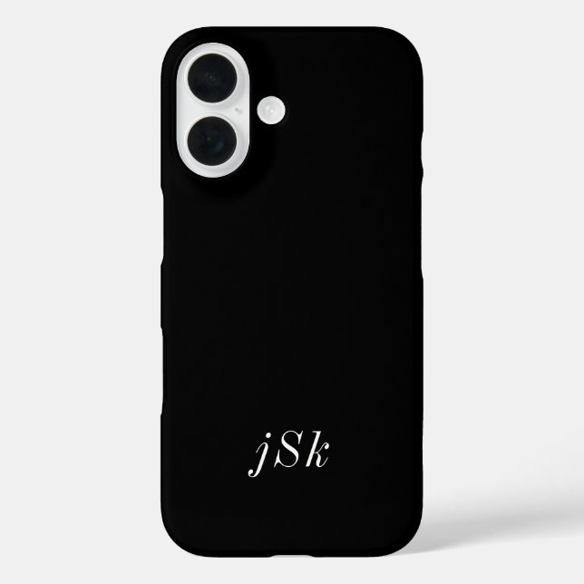 Moderne Schwarz-Weiß-Monogramm-Name Case-Mate iPhone Hülle (Rückseite)
