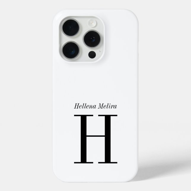 Moderne Schwarz-Weiß-Monogramm-Name Case-Mate iPhone Hülle (Rückseite)