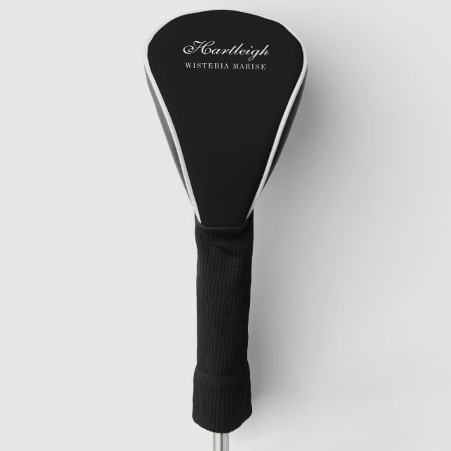 Moderne Schwarz-Weiß-Monogramm-Name Golf Headcover (Vorderseite)