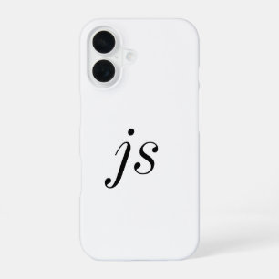 Moderne Schwarz-Weiß-Monogramm-Name iPhone 16 Hülle