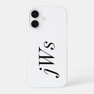 Moderne Schwarz-Weiß-Monogramm-Name iPhone 16 Hülle