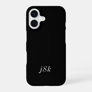 Moderne Schwarz-Weiß-Monogramm-Name iPhone 16 Hülle