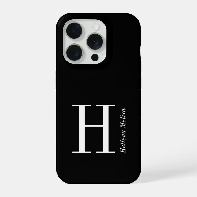 Moderne Schwarz-Weiß-Monogramm-Name iPhone Hülle (Rückseite)