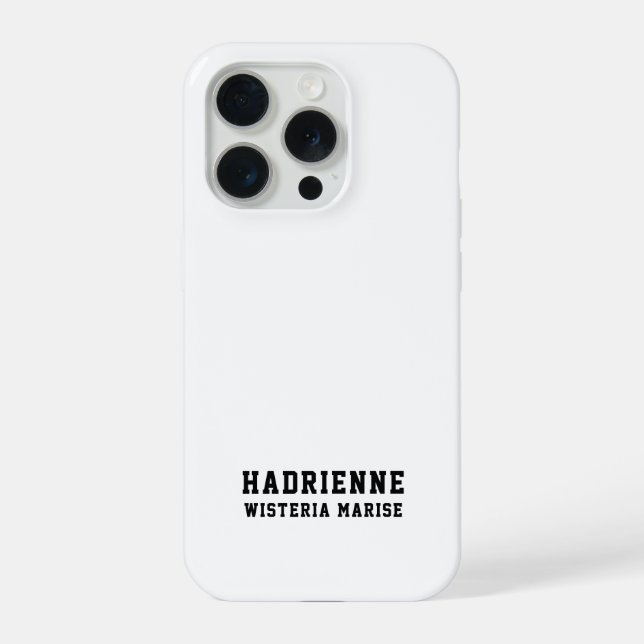 Moderne Schwarz-Weiß-Monogramm-Name iPhone Hülle (Rückseite)