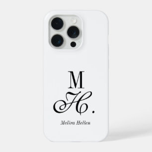 Moderne Schwarz-Weiß-Monogramm-Name iPhone 15 Pro Hülle