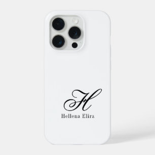 Moderne Schwarz-Weiß-Monogramm-Name iPhone 15 Pro Hülle