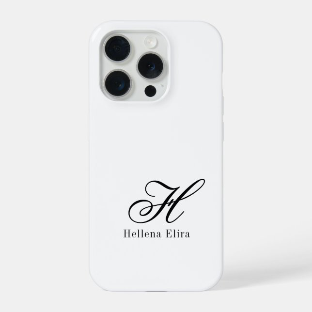 Moderne Schwarz-Weiß-Monogramm-Name iPhone Hülle (Rückseite)