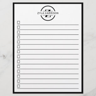 Moderne Schwarz-Weiß-Monogramm-Name-To-Do-Liste Flyer