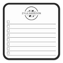 Moderne Schwarz-Weiß-Monogramm-Name-To-Do-Liste
