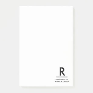 Moderne Schwarz-Weiß-Monogramm-Notizdesign Post-it Klebezettel