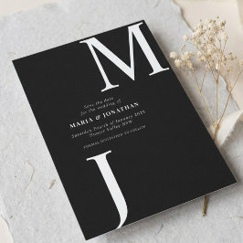 Moderne Schwarz-Weiß-Monogramm Save-the-Date-Karte Save The Date