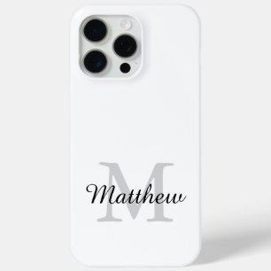 Moderne Schwarz-Weiß-Monogramm-Schriftzug-Name Case-Mate iPhone Hülle