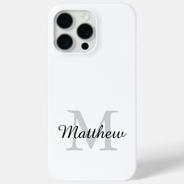 Moderne Schwarz-Weiß-Monogramm-Schriftzug-Name Case-Mate iPhone Hülle (Rückseite)