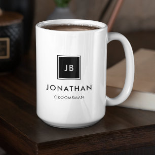 Moderne Schwarz-Weiß-Monogramm-Trauzeugen Kaffeetasse