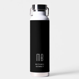 Moderne Schwarz-Weiß-Monogramm Trinkflasche