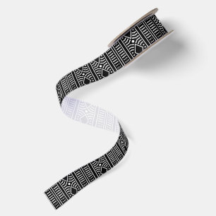 Moderne Schwarz-Weiß-Mudcloth-Streifen Satinband
