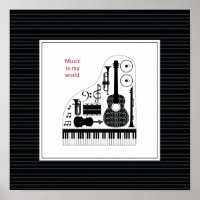 Moderne Schwarz-Weiß-Musikinstrumente-Muster