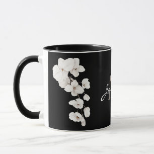 Moderne Schwarz-Weiß-Orchideen-Monogramm-Tasse Tasse