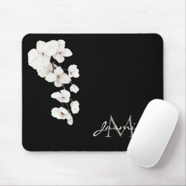 Moderne Schwarz-Weiß-Orchideen Mousepad