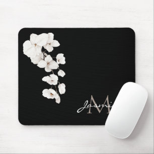 Moderne Schwarz-Weiß-Orchideen Mousepad