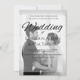 Moderne Schwarz-Weiß-Overlay-Hochzeitseinladung Einladung