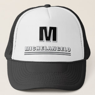 Moderne Schwarz-Weiß-Personalisierte Monogramm und Truckerkappe