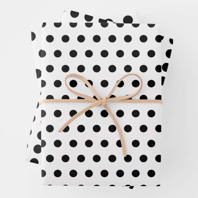 Moderne Schwarz-Weiß-Polka-Dots Gemustert Geschenkpapier Set (Beispiel)
