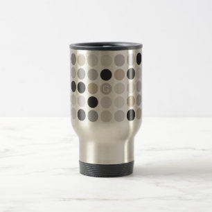 Moderne Schwarz-Weiß-Polka-Dots-Muster-Monogramm Reisebecher