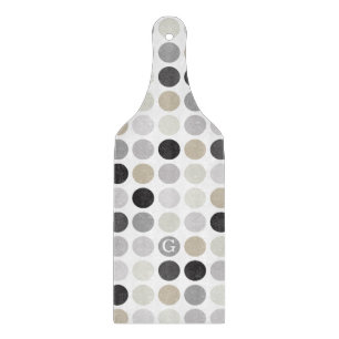 Moderne Schwarz-Weiß-Polka-Dots-Muster-Monogramm Schneidebrett