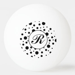 Moderne Schwarz-Weiß-Polka-Punkt-Monogramm Tischtennisball
