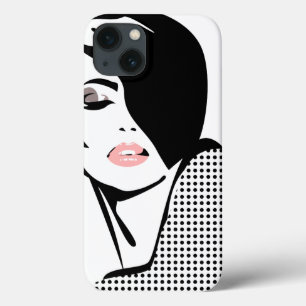 Moderne Schwarz-Weiß-Porträtmalerin minimalistisch Case-Mate iPhone Hülle