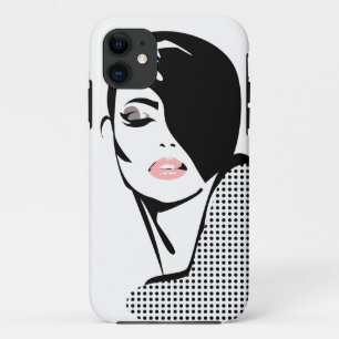 Moderne Schwarz-Weiß-Porträtmalerin minimalistisch Case-Mate iPhone Hülle