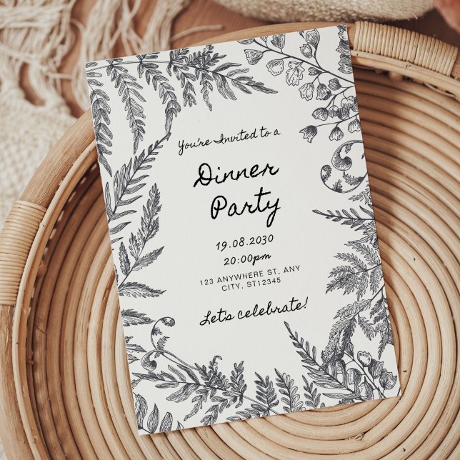 Moderne Schwarz-Weiß-Probe-Abendessen Einladung (Rehearsal dinner invitations, black white rehearsal dinner invitation)