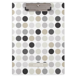 Moderne Schwarz-Weiß-Punkte-Muster-Monogramm Klemmbrett