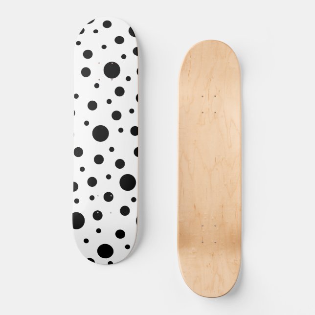 Moderne Schwarz-Weiß-Punkte Skateboard (Vorderseite)