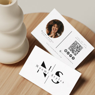 Moderne Schwarz/Weiß-QR-Code-Foto für professionel Visitenkarte